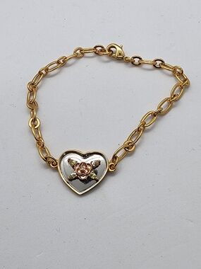 Danbury Mint My Daughter Forever Gold Plated Heart Charm Link Bracelet